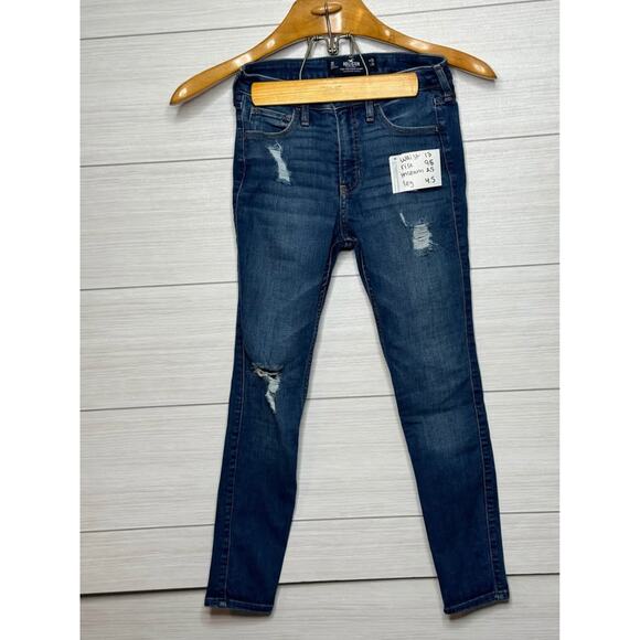 Hollister Denim - Hollister High Rise Dark Super Skinny Jeans Distressed Dark Wash W26 Casual